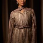 Beige Silk Choker Kaftan