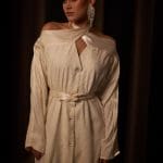 White Sequins Choker Neck Kaftan