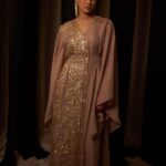 Beige and Gold One Side Embroidery