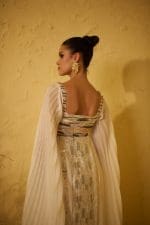 White Embellished Kaftan with Pleats - Image 6