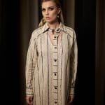 Distorted Collar Long Sleeves Kaftan