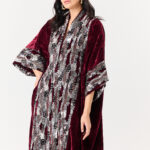 Maroon Velvet and Embroidery Kaftan