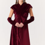 Half Velvet Half Maroon Kaftan