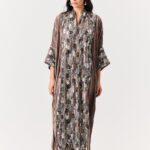 Beige Velvet and Embroidery Kaftan