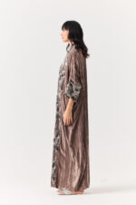 Beige Velvet and Embroidery Kaftan - Image 2