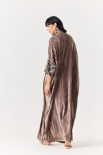 Beige Velvet and Embroidery Kaftan - Image 3