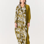 Half Half Kaftan Velvet And Crepe