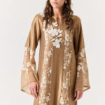 Flower Applique Silk and crochet Kaftan