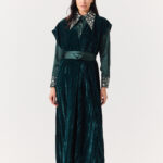 Sequence Collar Velvet Set Emerald Green