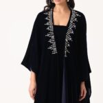 Sequence Velvet Bisht Set Navy