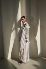 Stripped Linen Kaftan with  Applique - Image 2