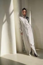Stripped Linen Kaftan with  Applique - Image 5
