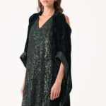 Velvet Kaftan with Sequence Edges