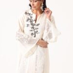 Flower Applique Silk and crochet Kaftan