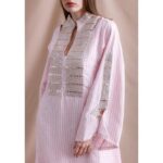 Pink casual linen kaftan - Image 2