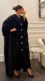 Mat black bisht kaftan